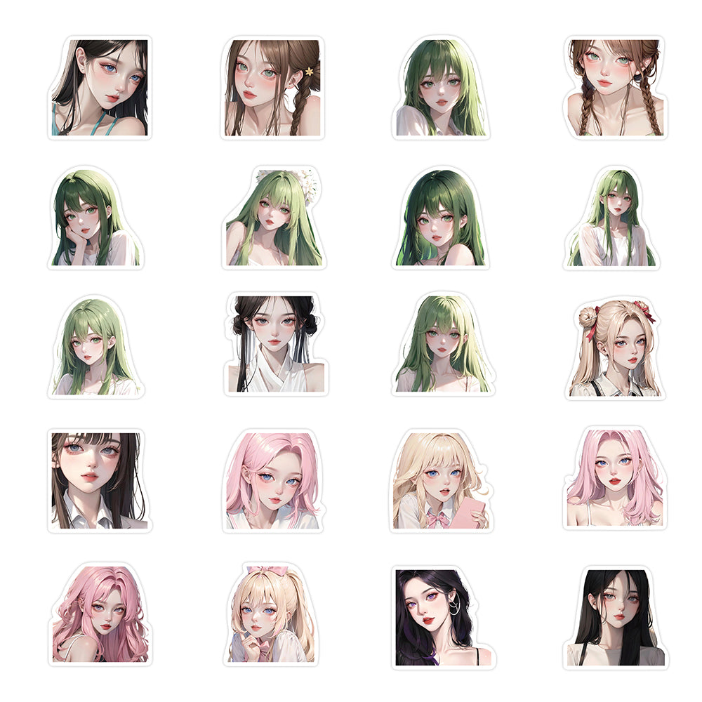 50pcs INS Sweet Girls Stickers Anime Avater