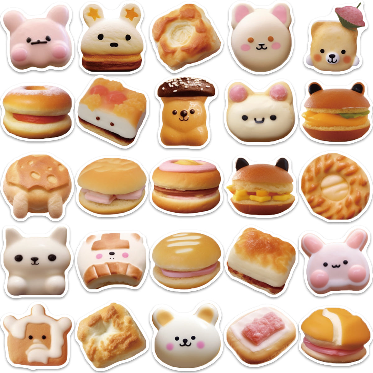 50pcs Bread Cookies Food Dessert Stickers