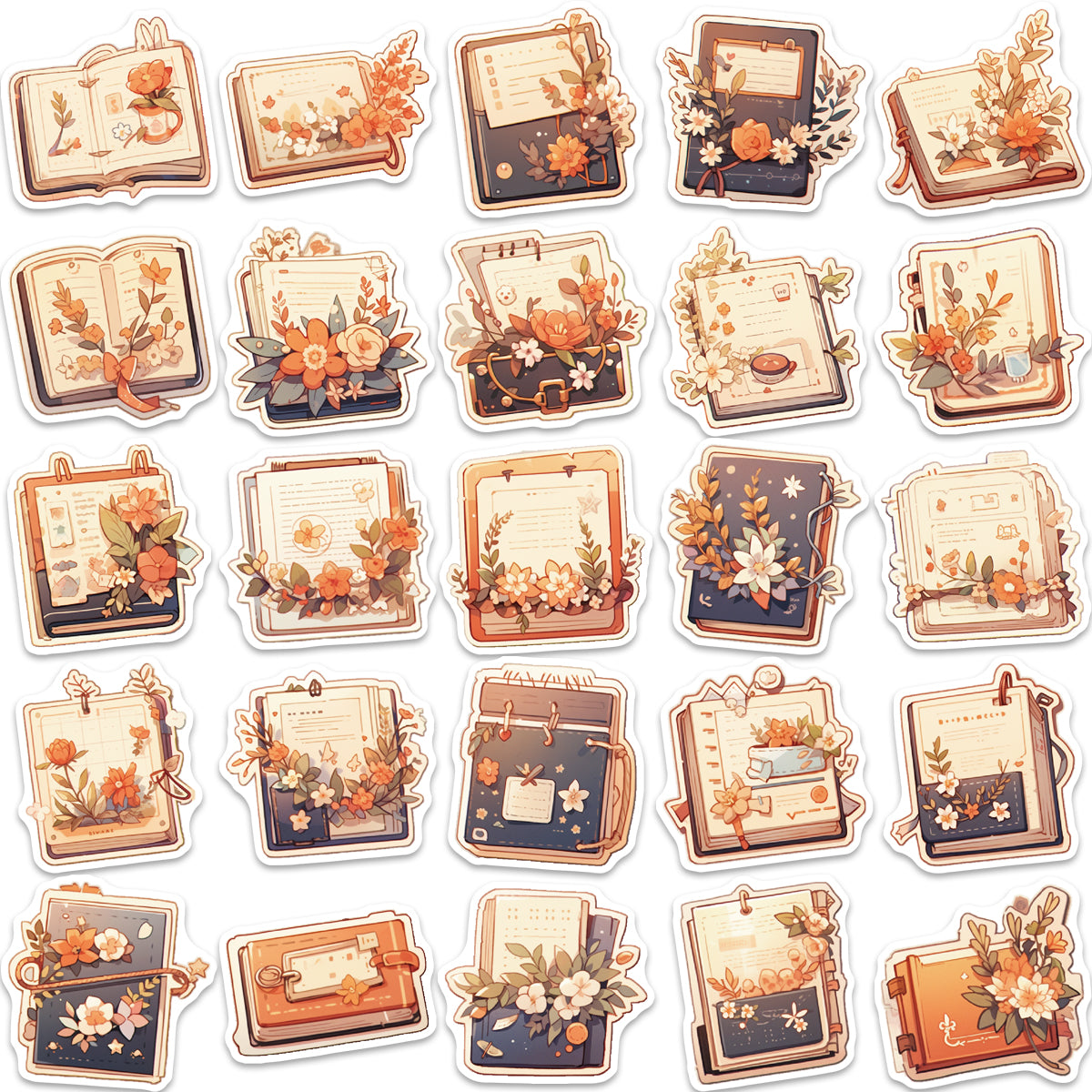 50pcs Books and Flowers Knowledge Plants Stickers