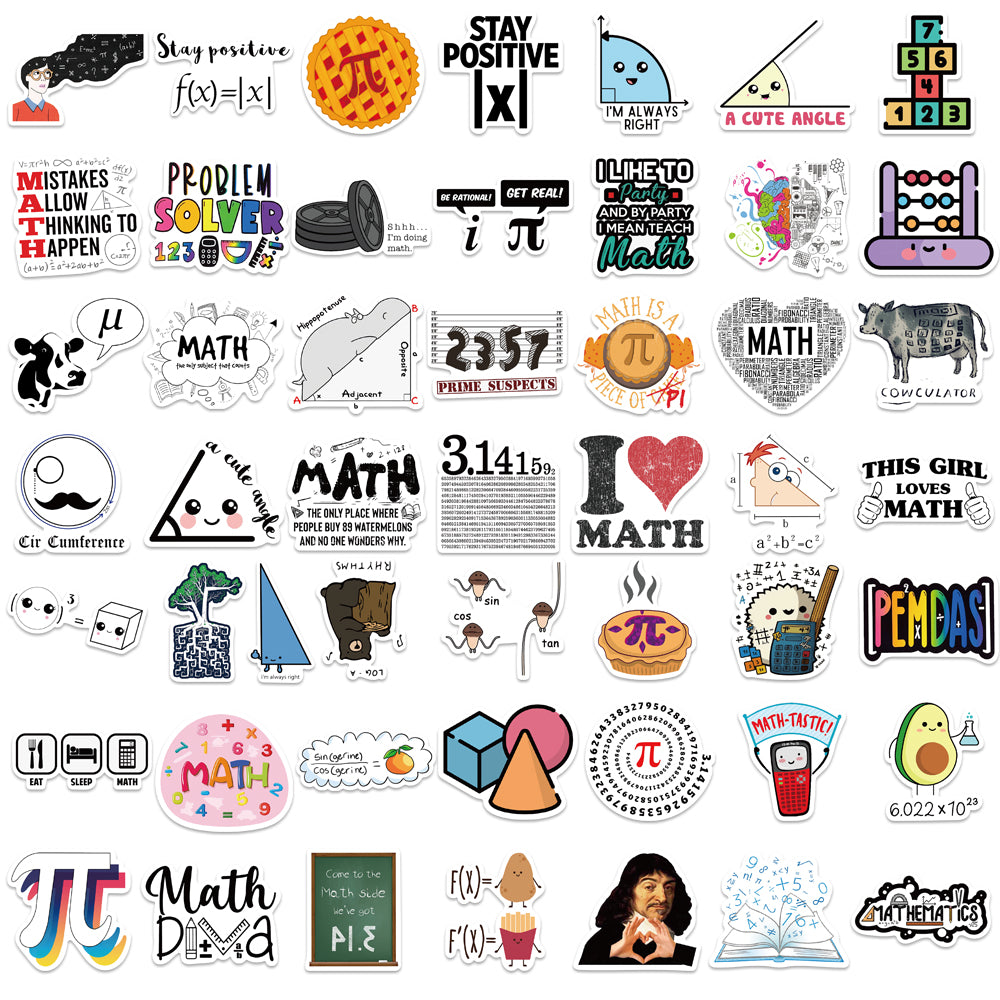 50pcs Mathematical Formulas Stickers Cute Angle Math