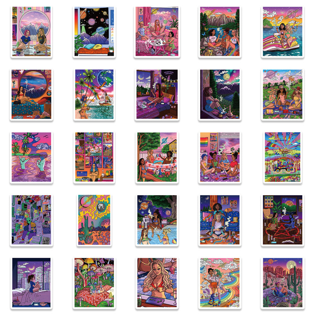 100pcs Vaporwave Art Stickers