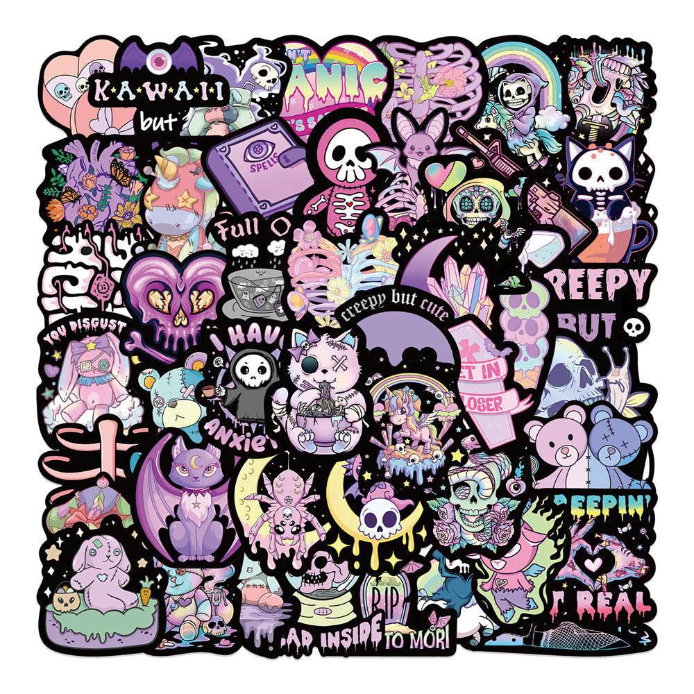 56pcs Purple Gothique Cyberpunk Stickers