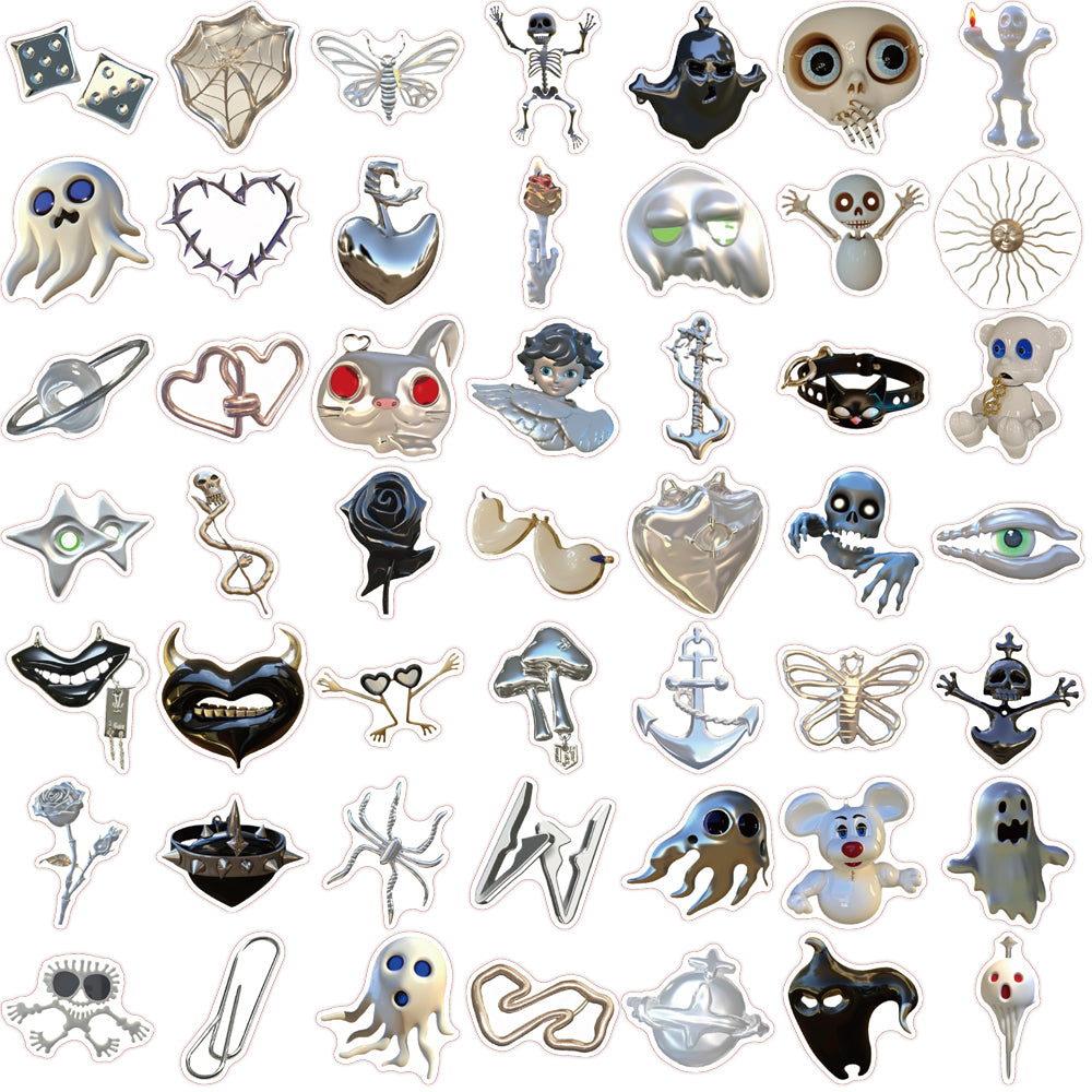 50pcs INS Mental Horror Ghost Punk Stickers