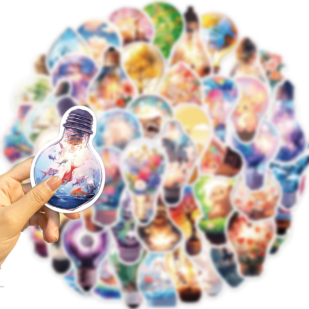 50pcs Bulb World Animals Plants Stickers