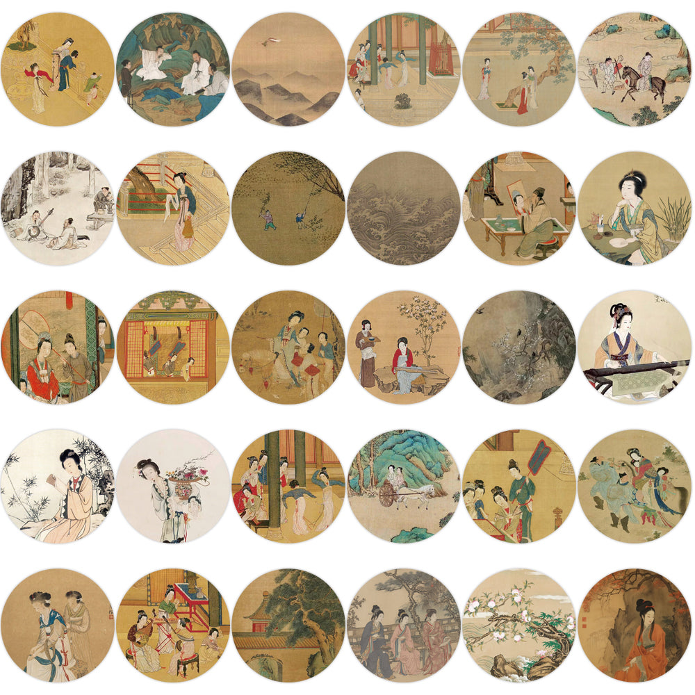 61pcs Retro Style Stickers Ancient Paintings