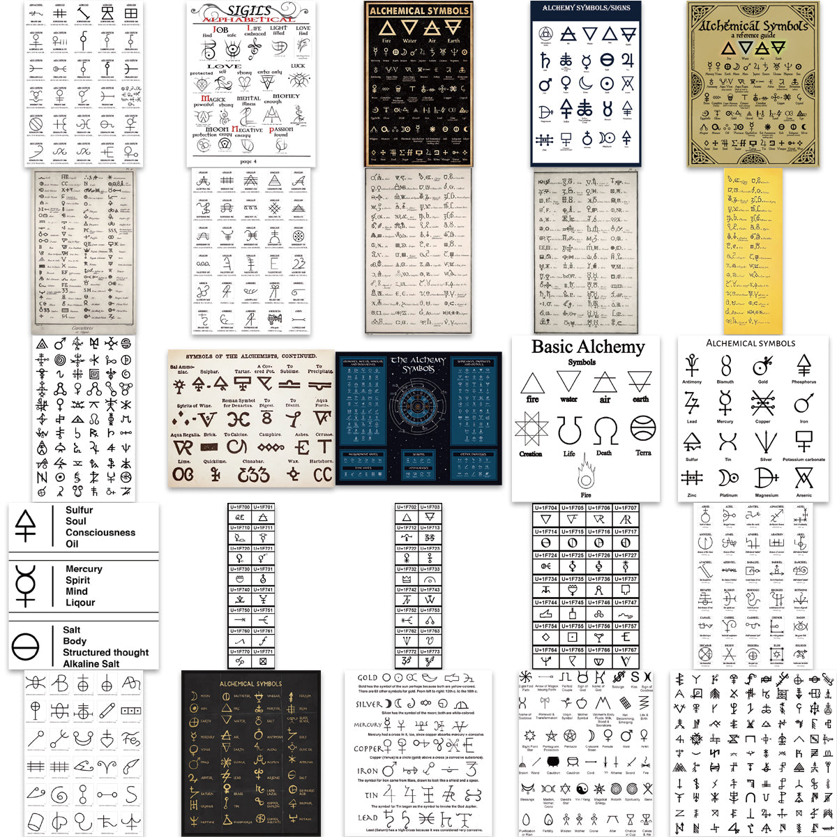 50pcs Alchemy Symbol Chemistry Elemental Stickers
