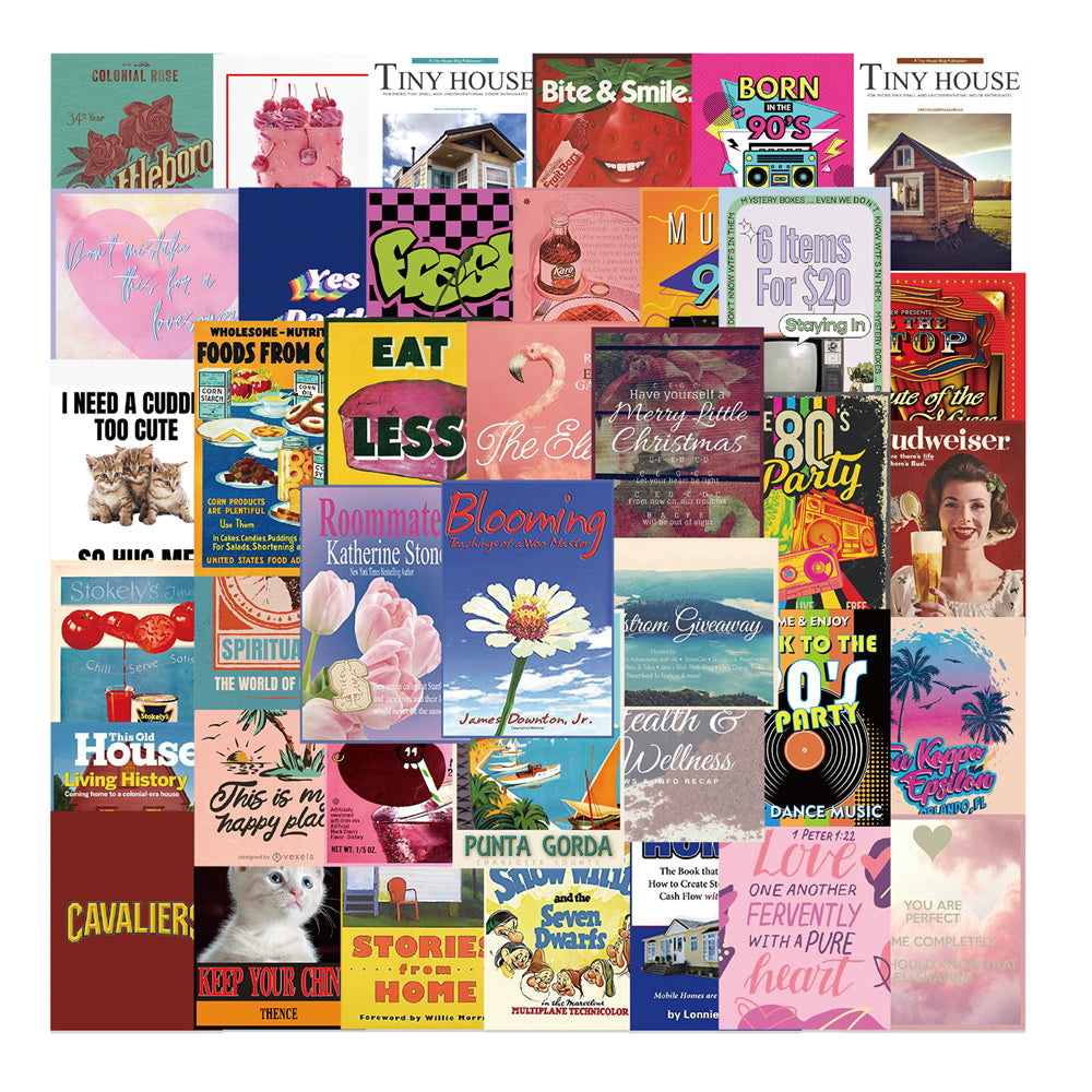 40pcs Retro 90's Style Cover Stickers