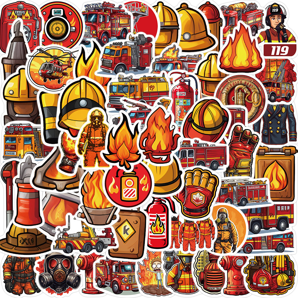 61pcs Firefighting Fire Hero Fire Engines Stickers