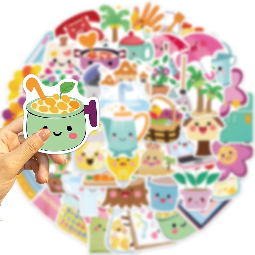 50pcs Cartoon Home Furniture Memes Decor Stickers