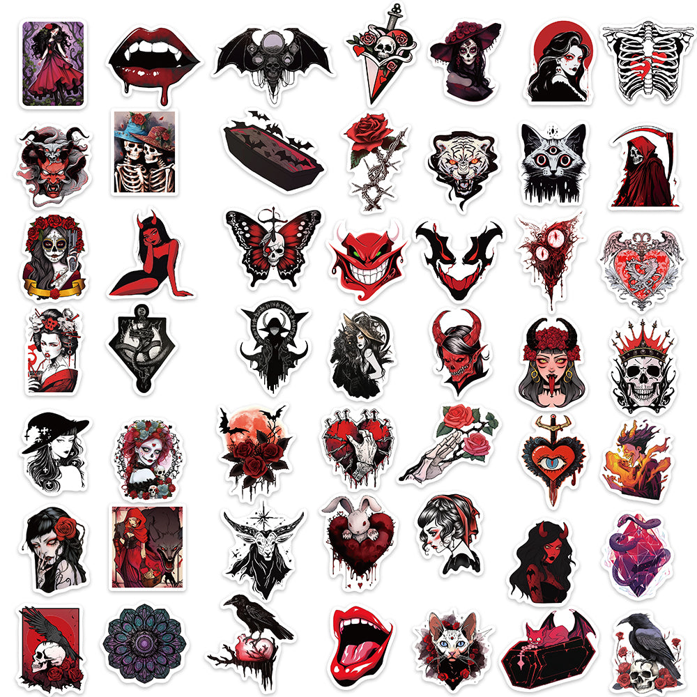 50pcs Horror Skull Gothic Stickers Aesthetic Stickers