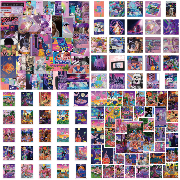 100pcs Vaporwave Art Stickers