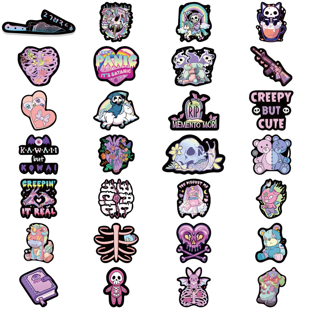 56pcs Purple Gothique Cyberpunk Stickers