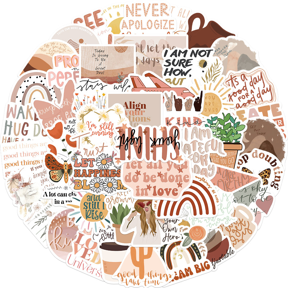 50pcs Retro Bohemian Inspirational Stickers Be Kind