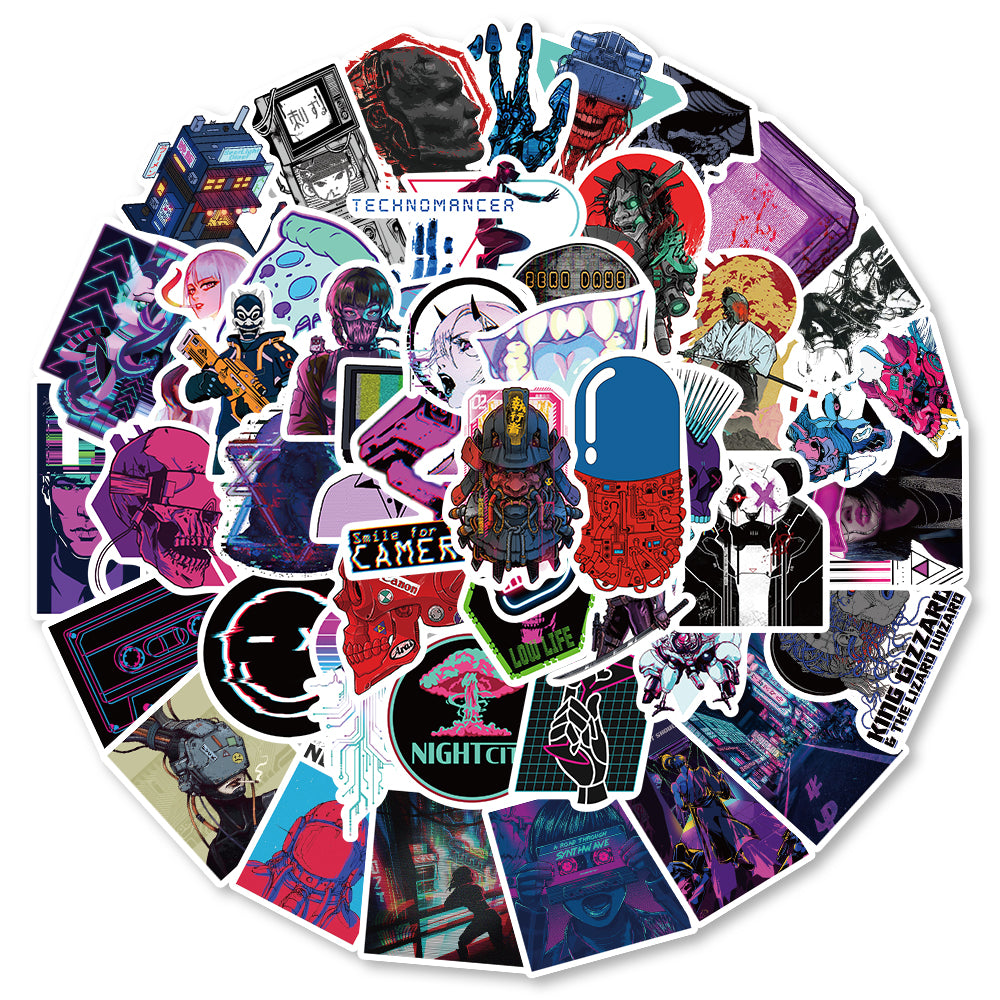 50pcs Cyberpunk Stickers Future Style Game