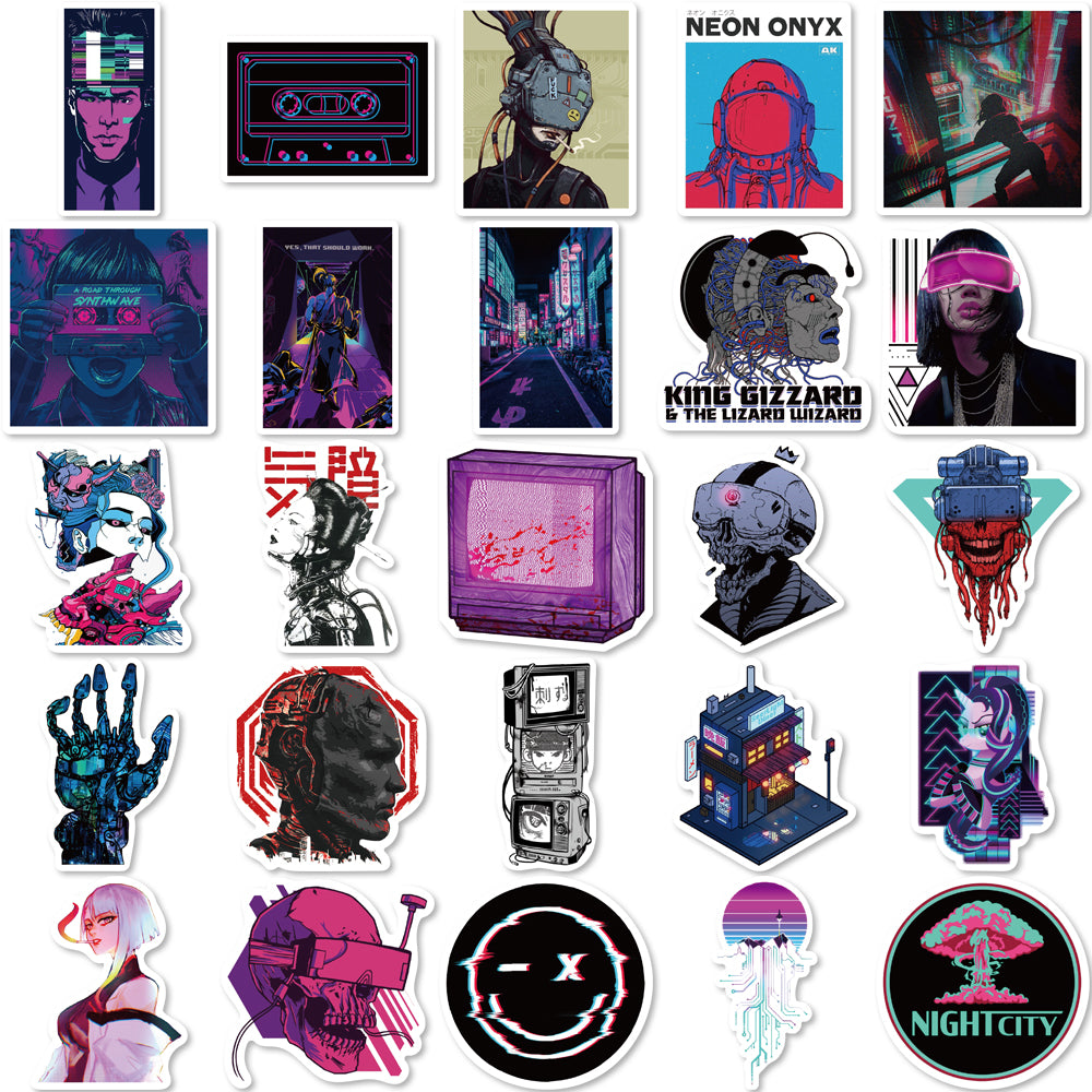 50pcs Cyberpunk Stickers Future Style Game
