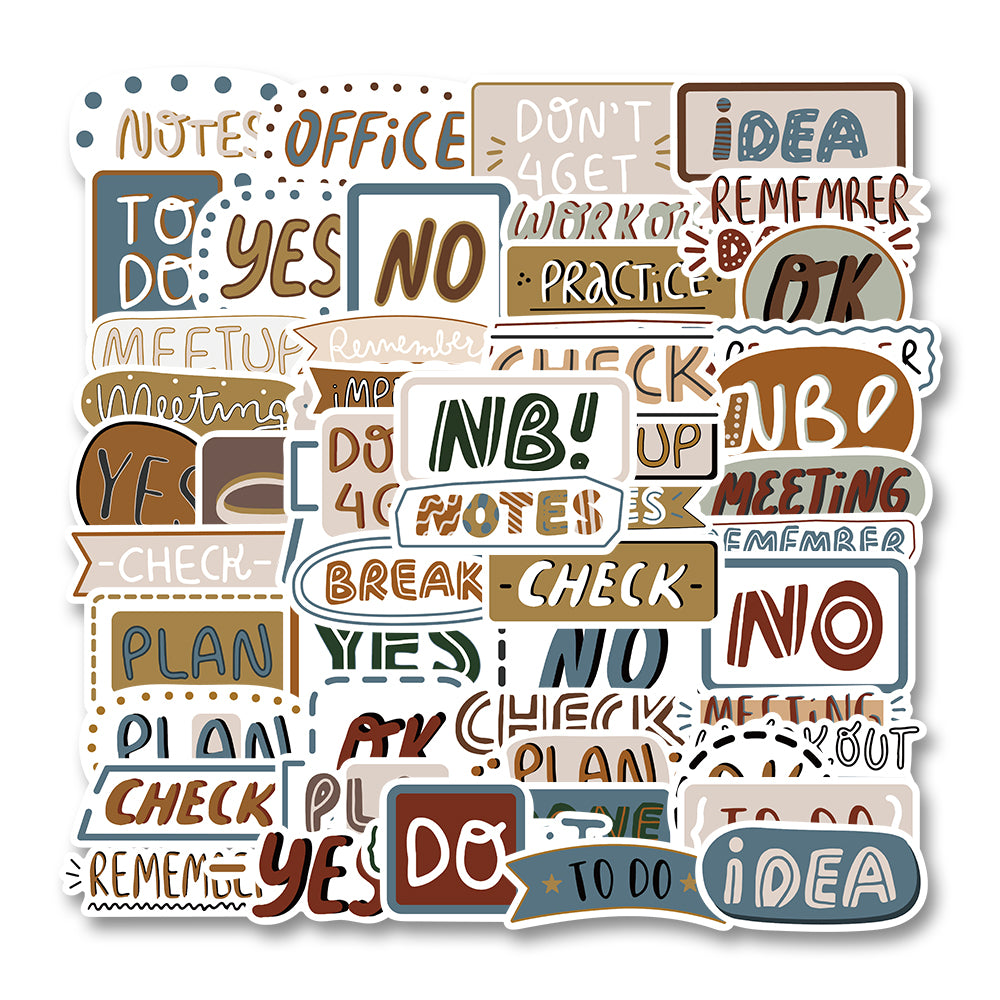60pcs Sticky Note Text Stickers Meeting Yes