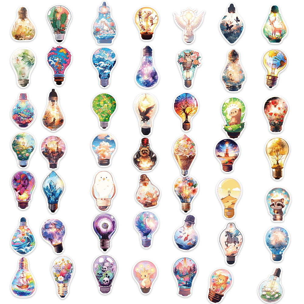 50pcs Bulb World Animals Plants Stickers