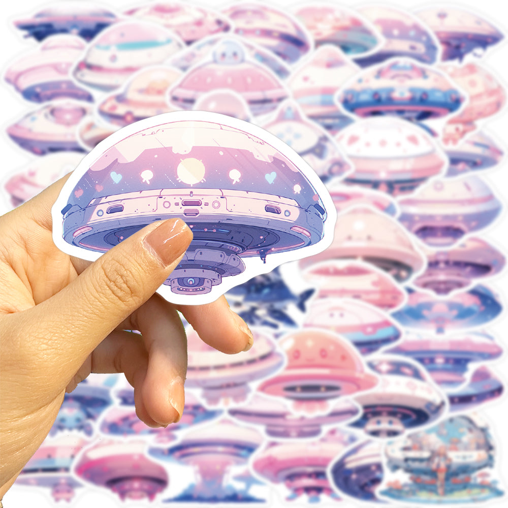 50pcs Dream Flying Saucer Outer Space Alien Stickers