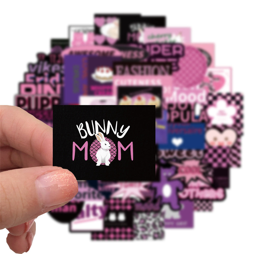 55pcs Black Pink Purple Salty Sweet Stickers