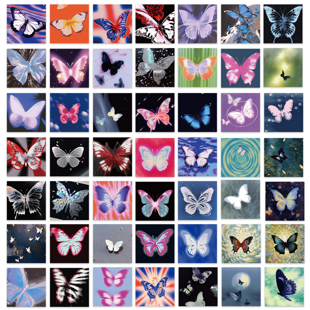 50pcs Psychedelic Butterfly Fly Insect Stickers