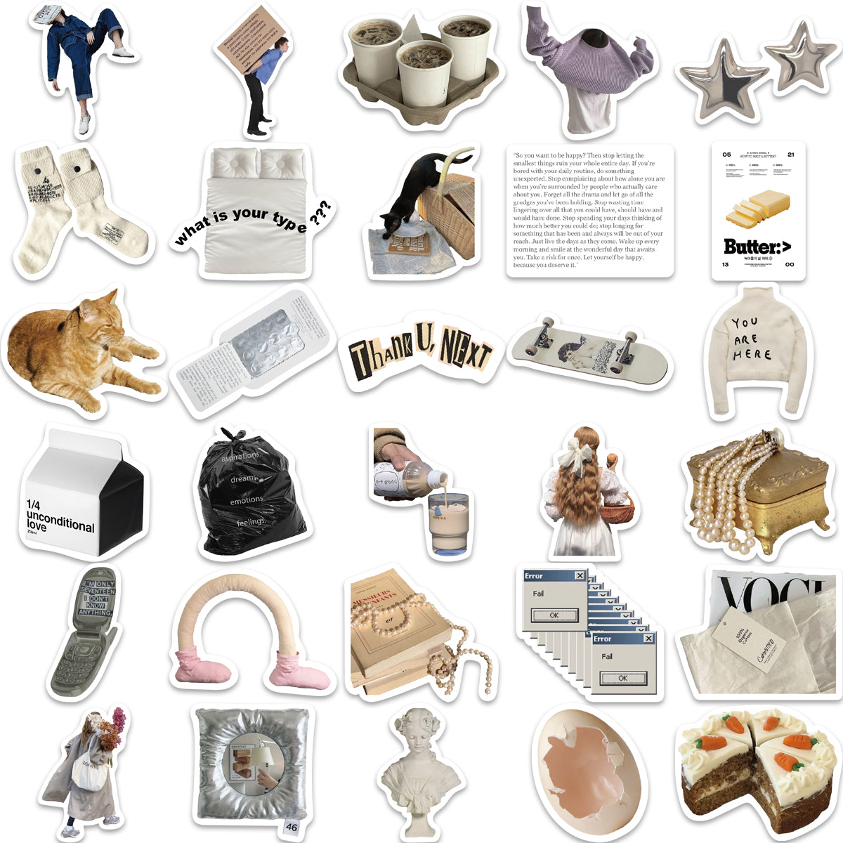 63pcs INS VSCO Style Stickers Cats Phone