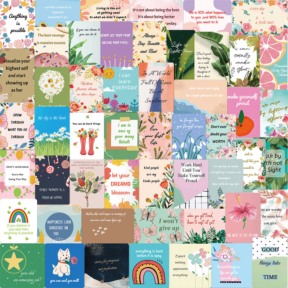 52pcs Inspirational Cards Stickers Make Yourself Proud