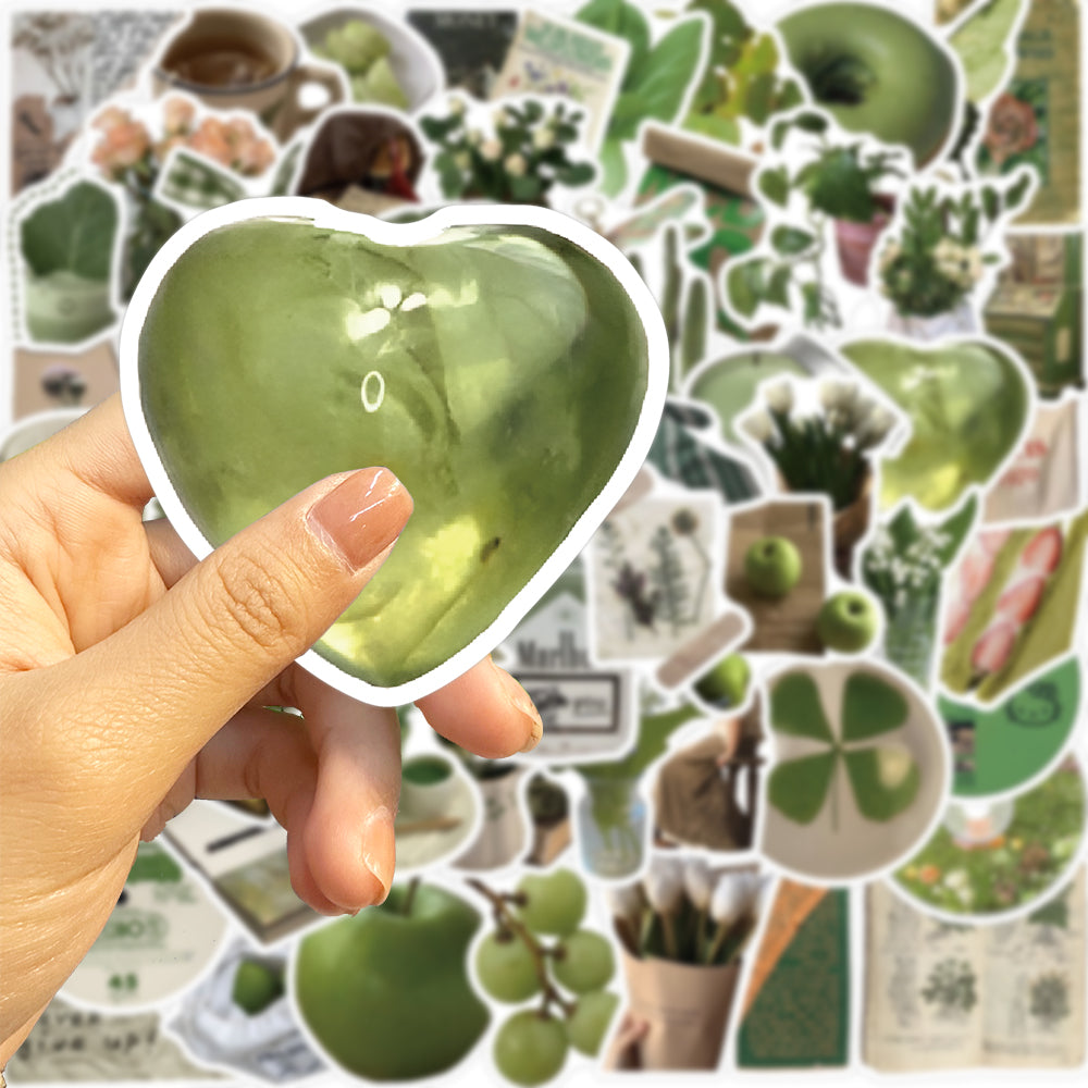 62pcs Olive Green Theme Goods Stickers Vegetables