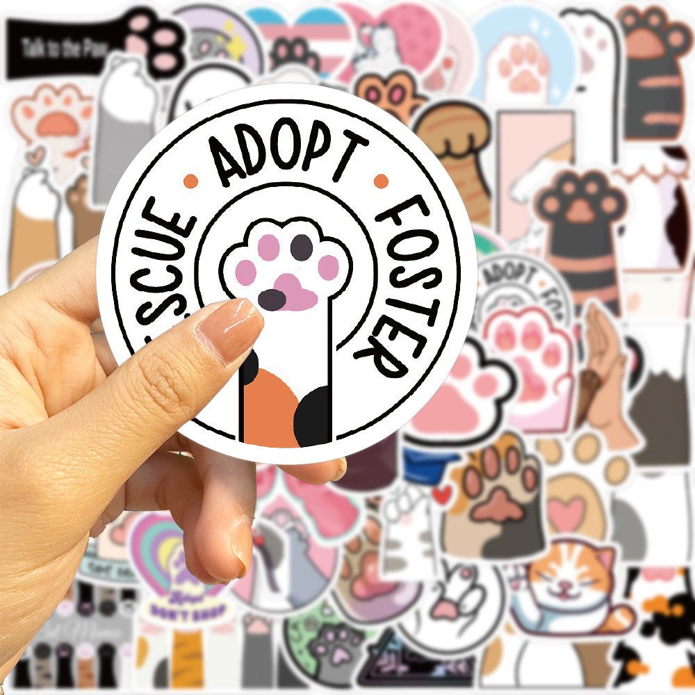 61pcs Cat's Paw Stickers Cute Catoon Animals