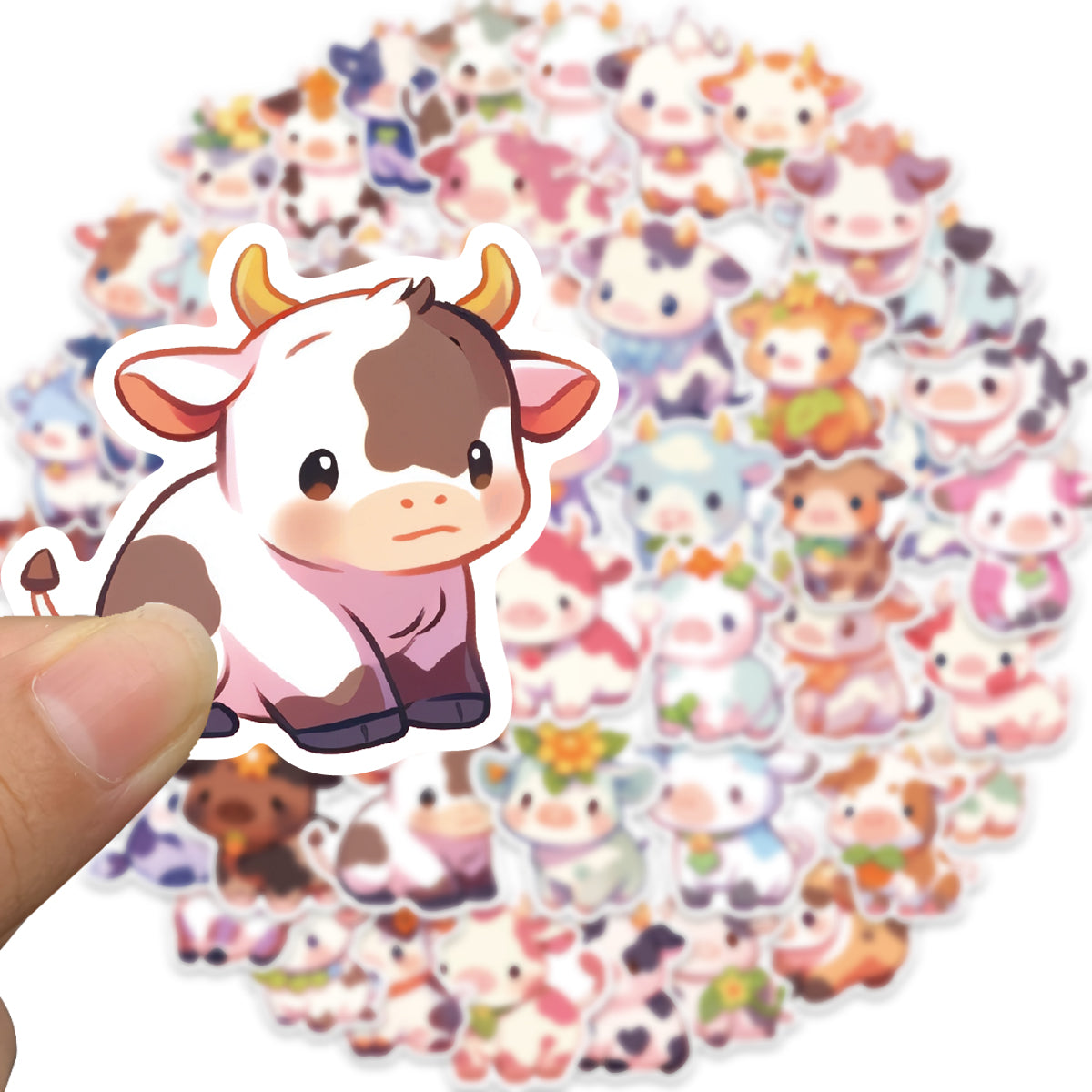 50pcs Rainbow Calf Milk Cow Cute Animals Stickers
