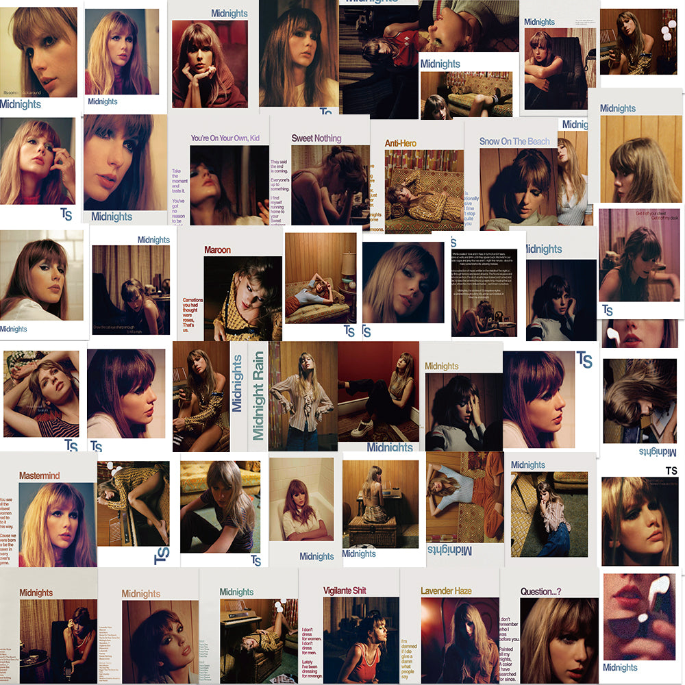 50pcs Midnights Postcard Stickers Taylor Swift Album