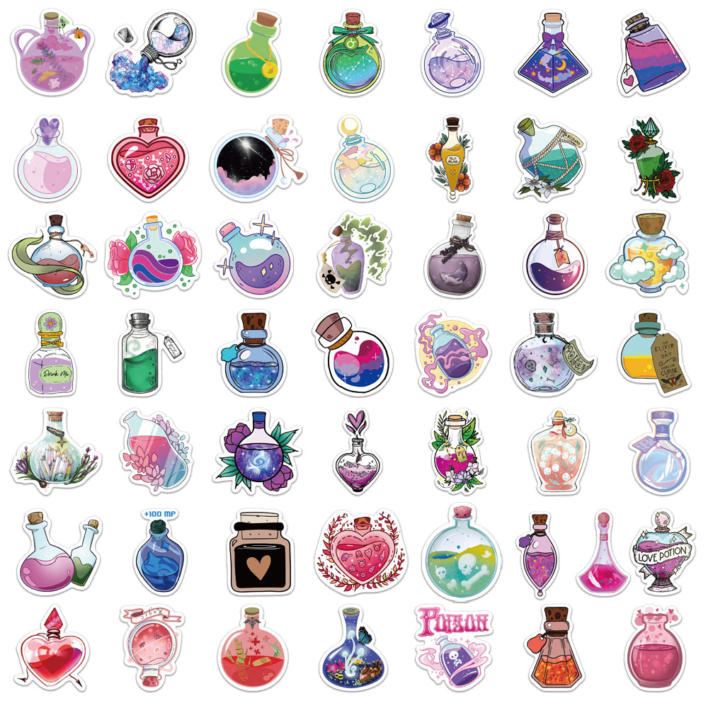 50pcs Potion Magic Colorful Bottle Stickers
