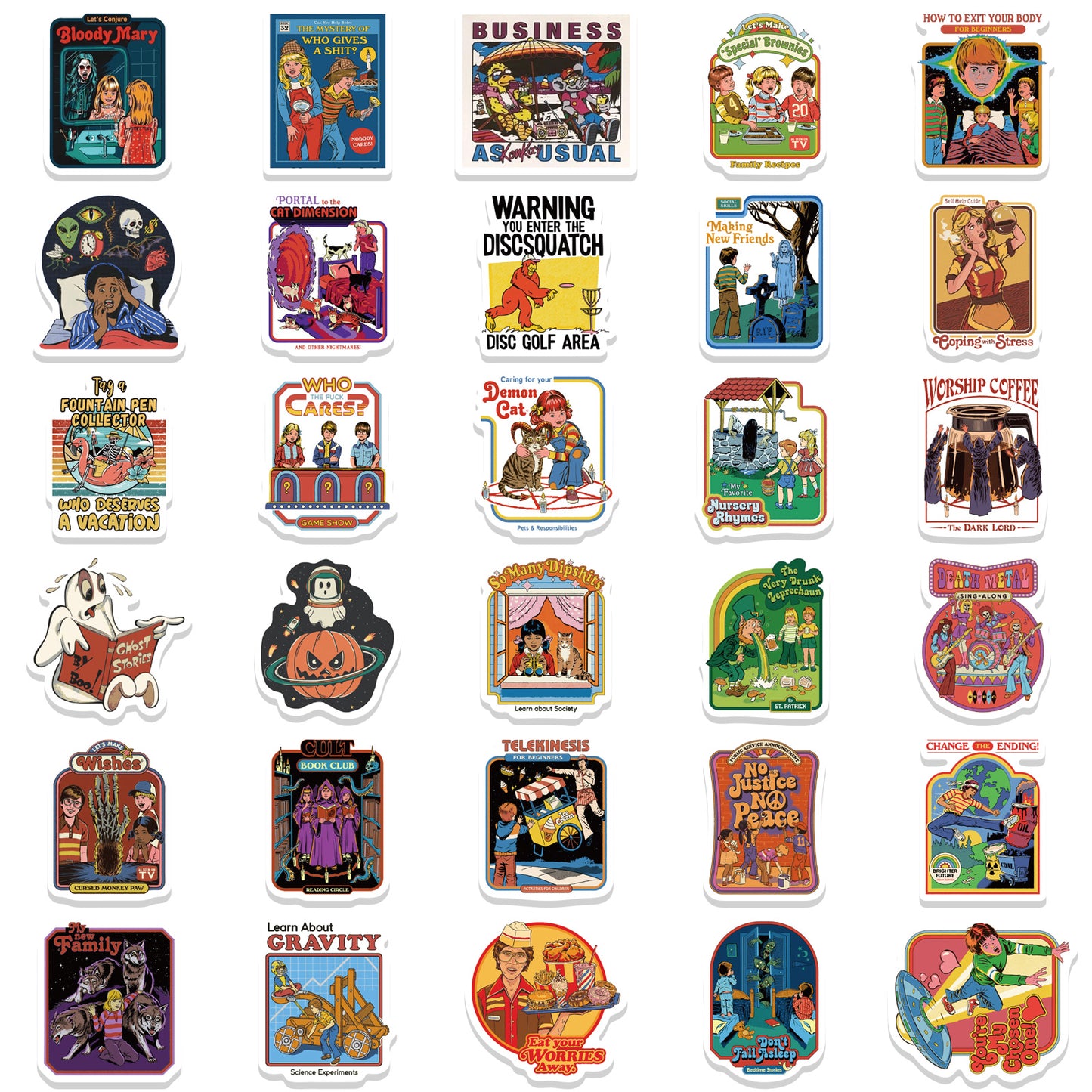 60pcs Retro Ghost Stickers