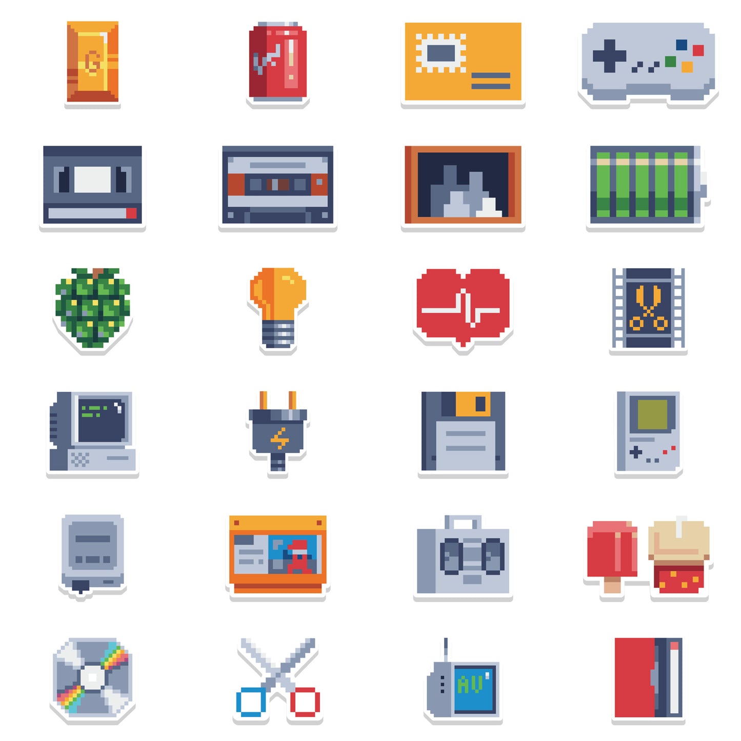 48pcs INS Pixels Style Pack 2 Stickers Computer CD Gamepad