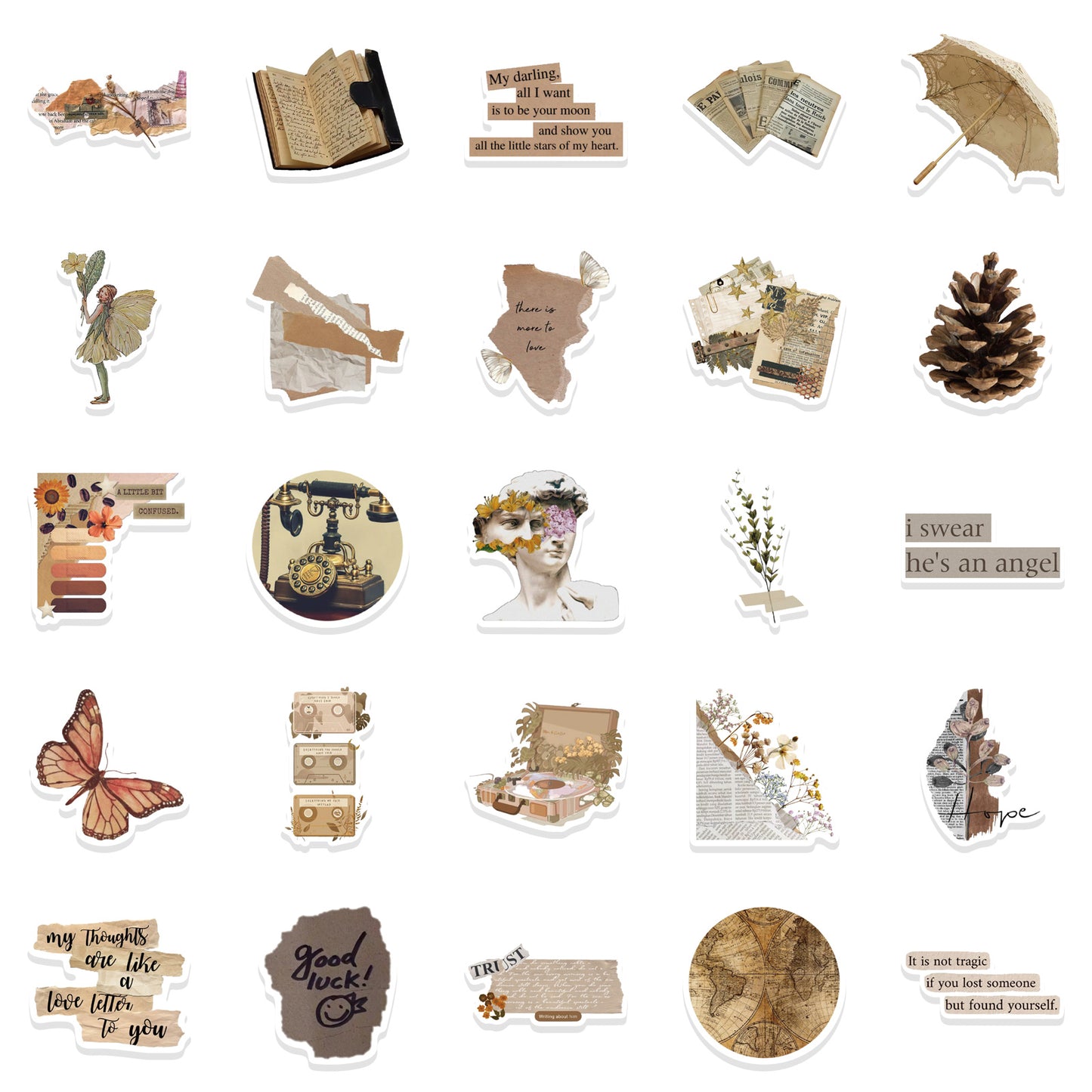 52pcs Retro Art 3 Stickers