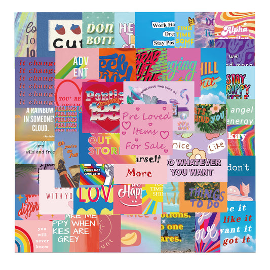 50pcs Phrase & Expression Positivity Cartoon Stickers