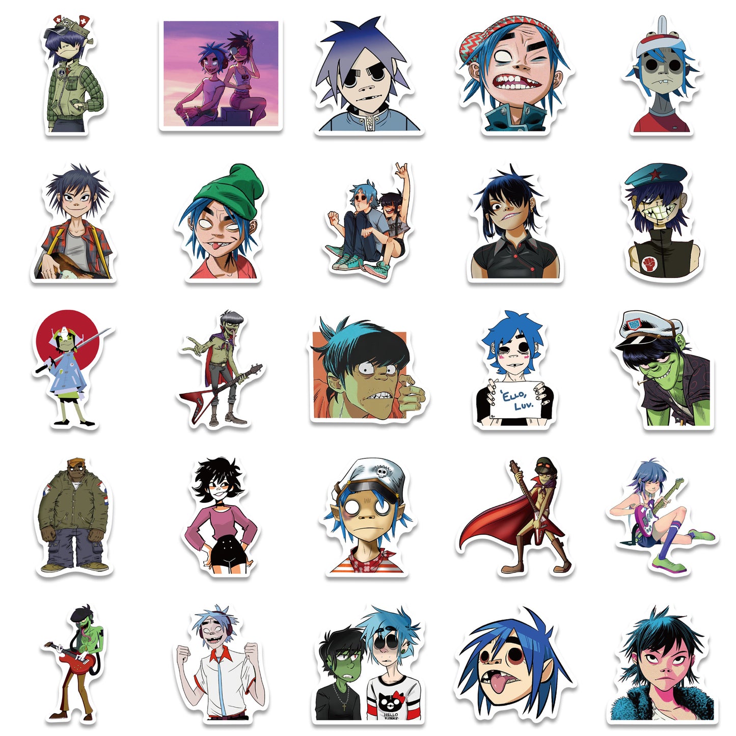 50pcs Gorillaz Virtual Band Anime Music Stickers
