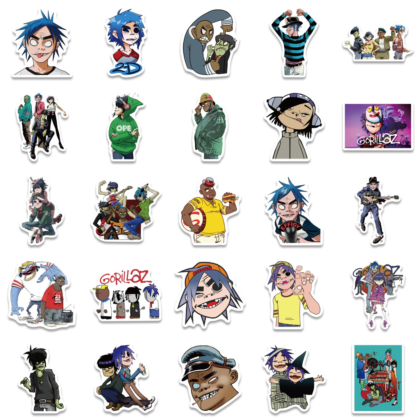 50pcs Gorillaz Virtual Band Anime Music Stickers