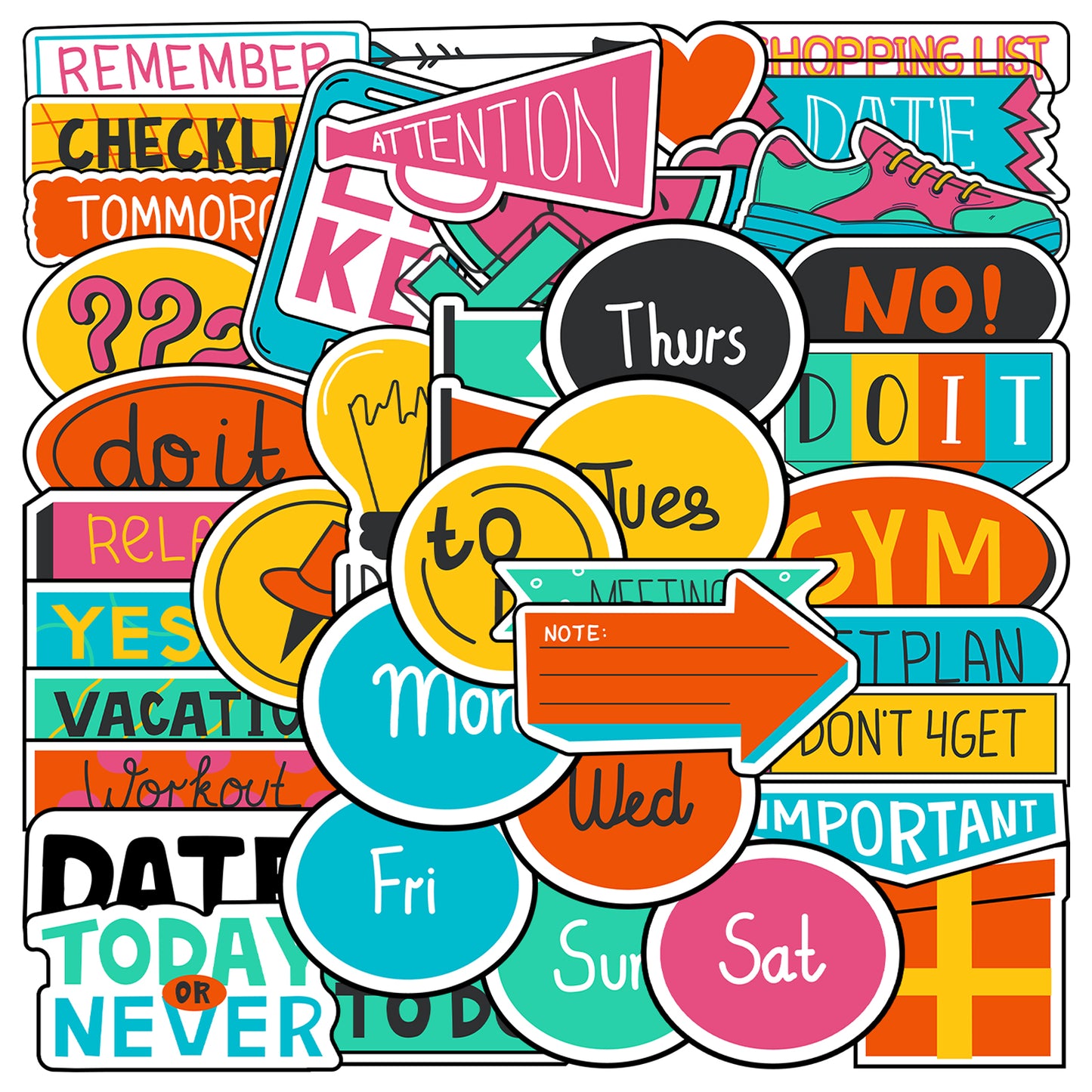 44pcs Planner Pack 2 Stickers Planned Week Decor for Notebook
