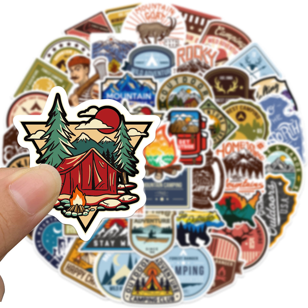 48pcs Outside Camping Stickers Stay Wild Mountain Adventure