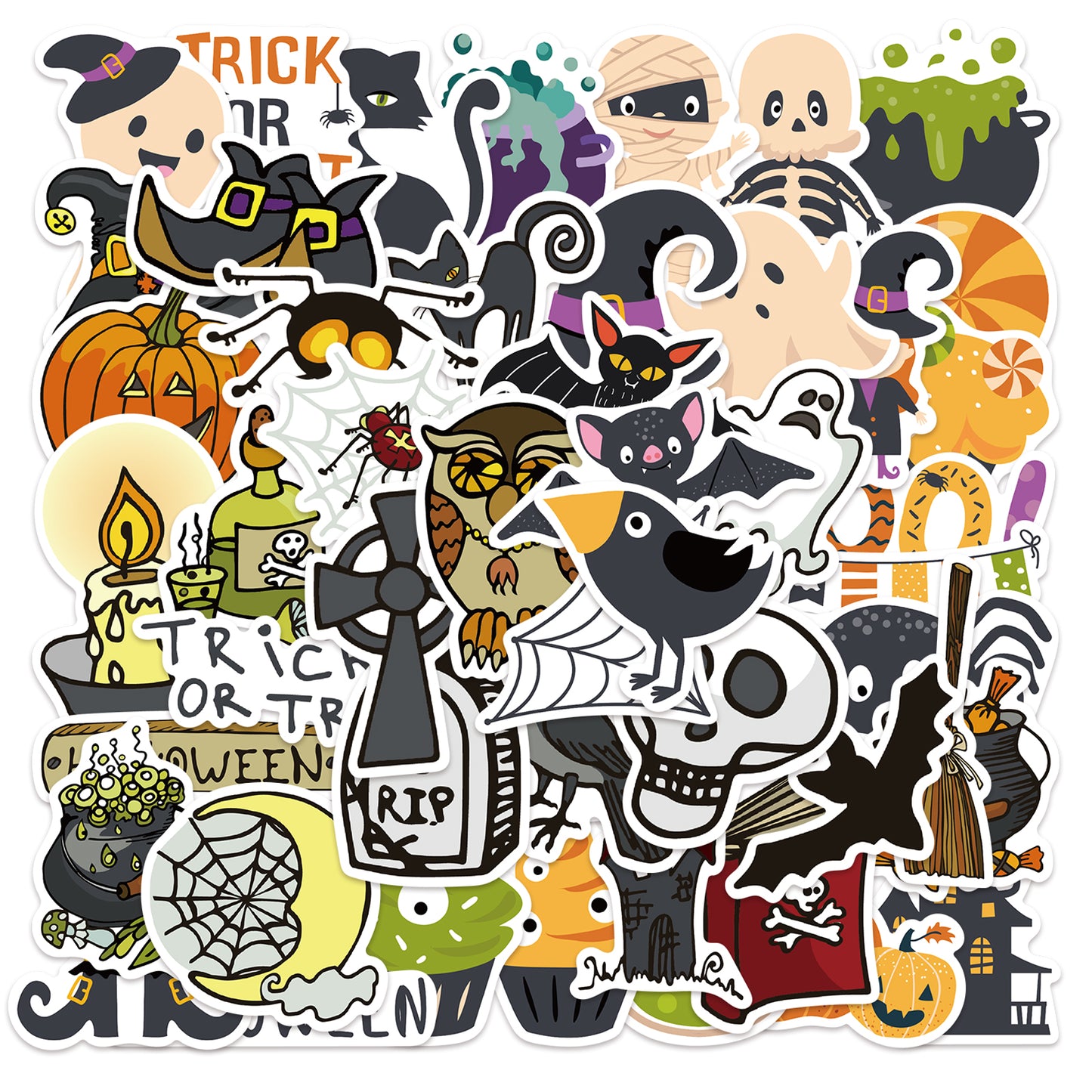 50pcs Halloween Pack 3 Stickers Trick or Treat
