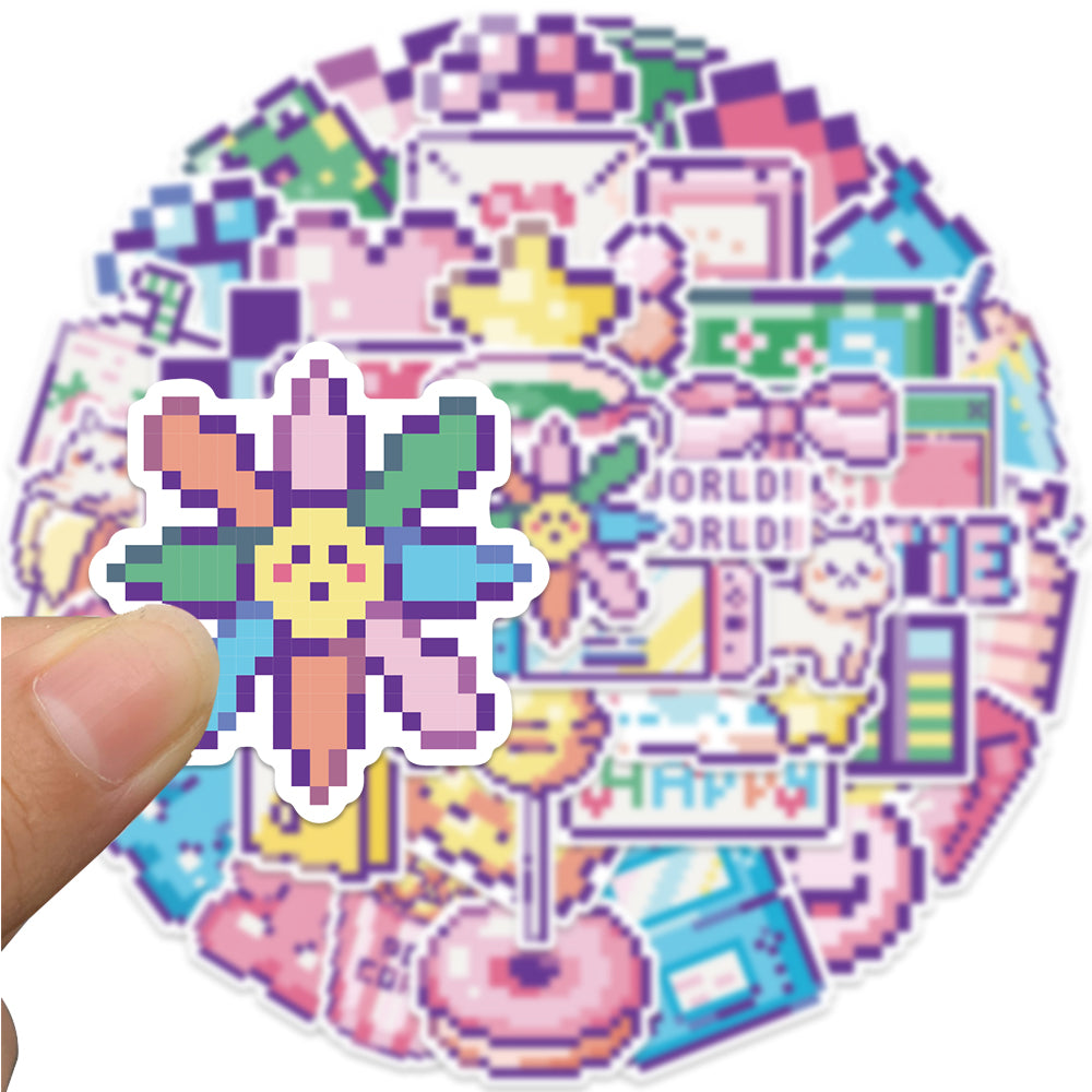 45pcs Pixels Art Pack 1 Stickers Bitmap The 1970s Style