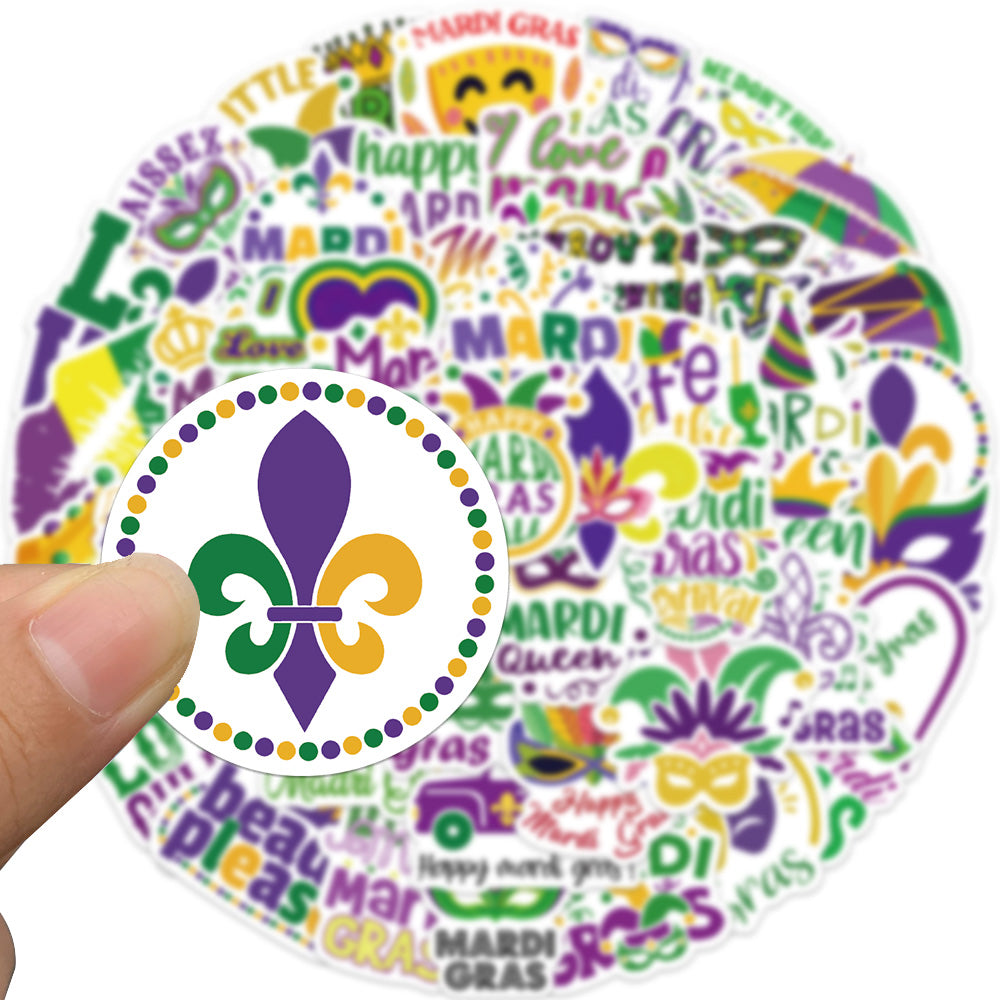 50pcs Carnival Happy Mardi Gras Yell Stickers