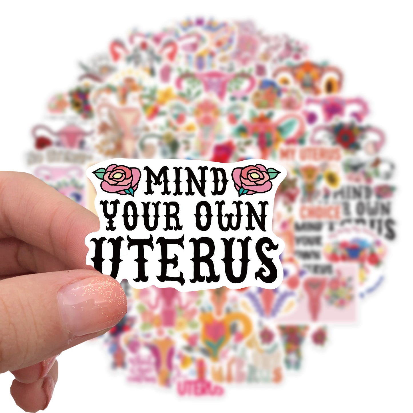50pcs Uterus Flowers Stickers