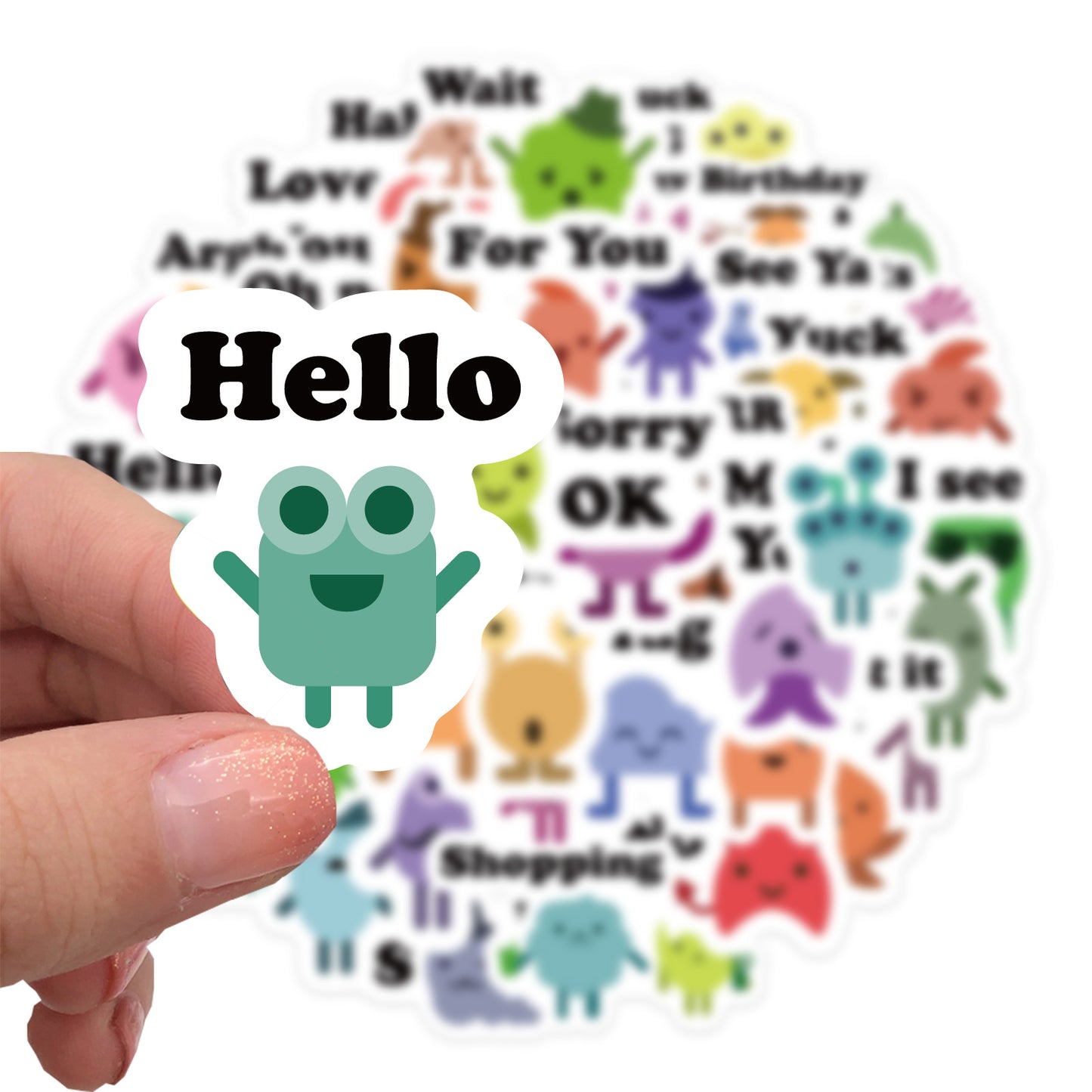 46pcs Messenger Stickers Cute Cartoon Oops