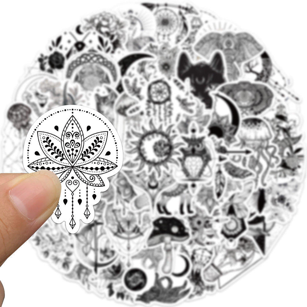 50pcs Black White Doodle Decor Art Stickers