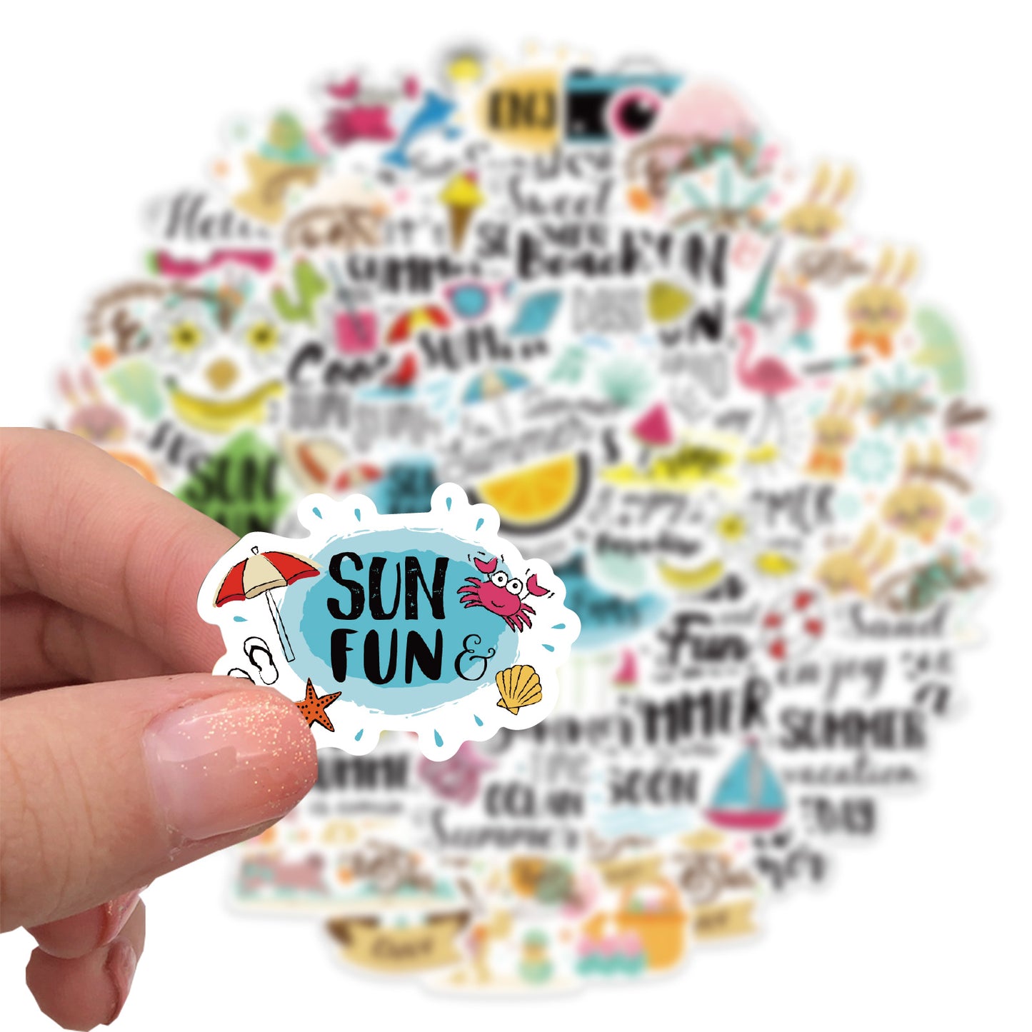 56pcs Summer Holiday Stickers Beach Days Sun and Fun