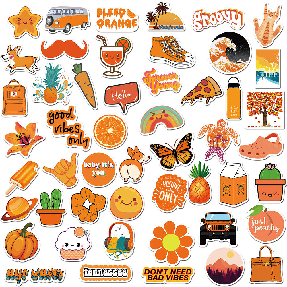 50pcs Orange INS Stickers