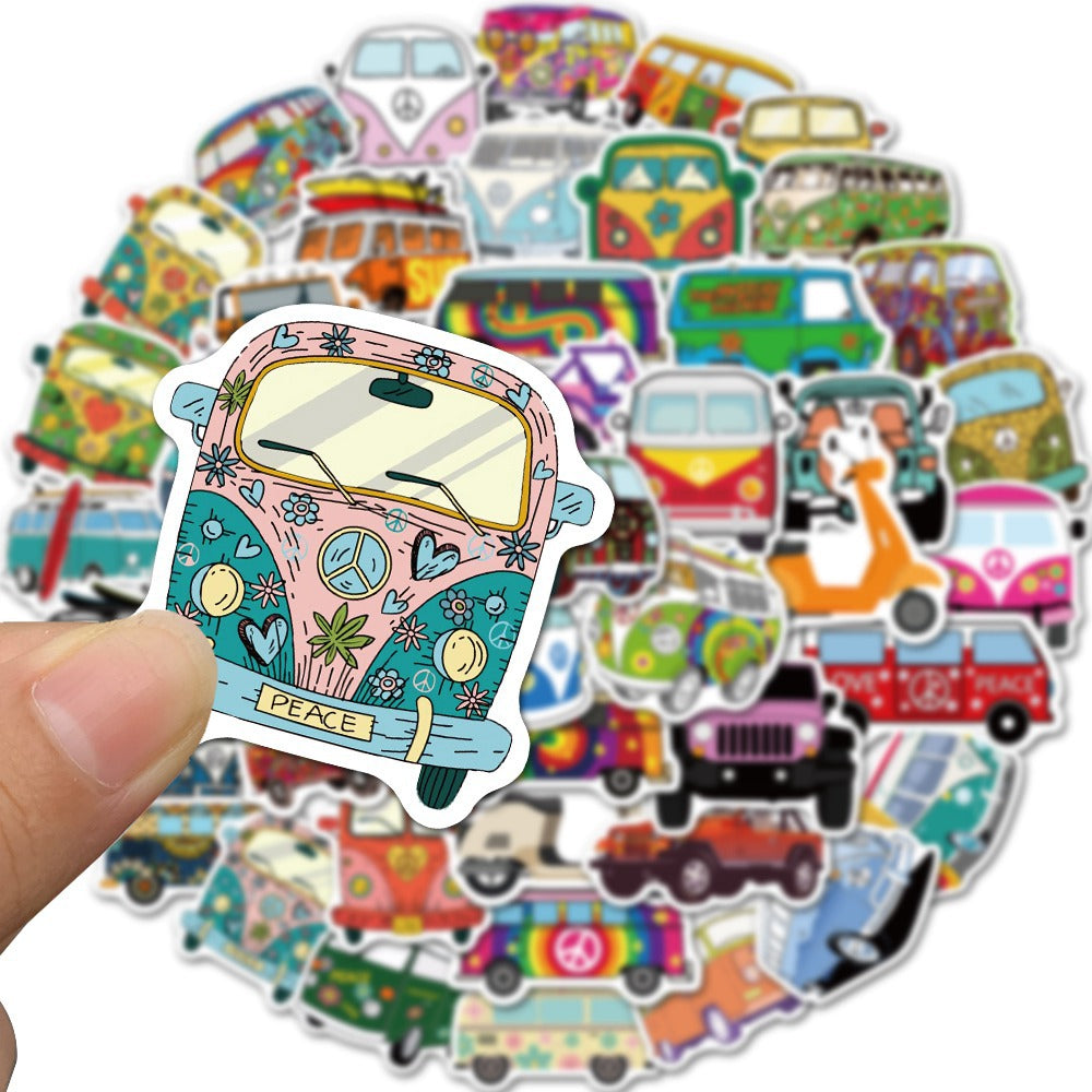 50pcs Trippy Bus Stickers