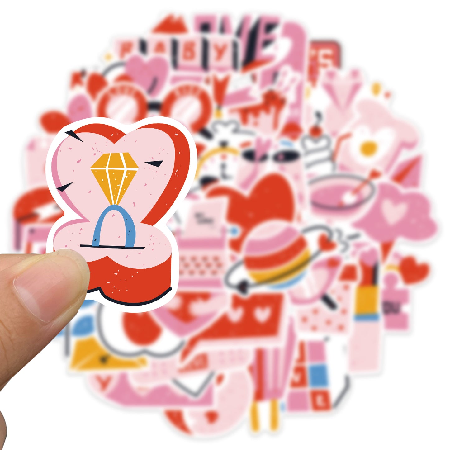 50pcs Love Heart Pack 2 Stickers Romance Cupid