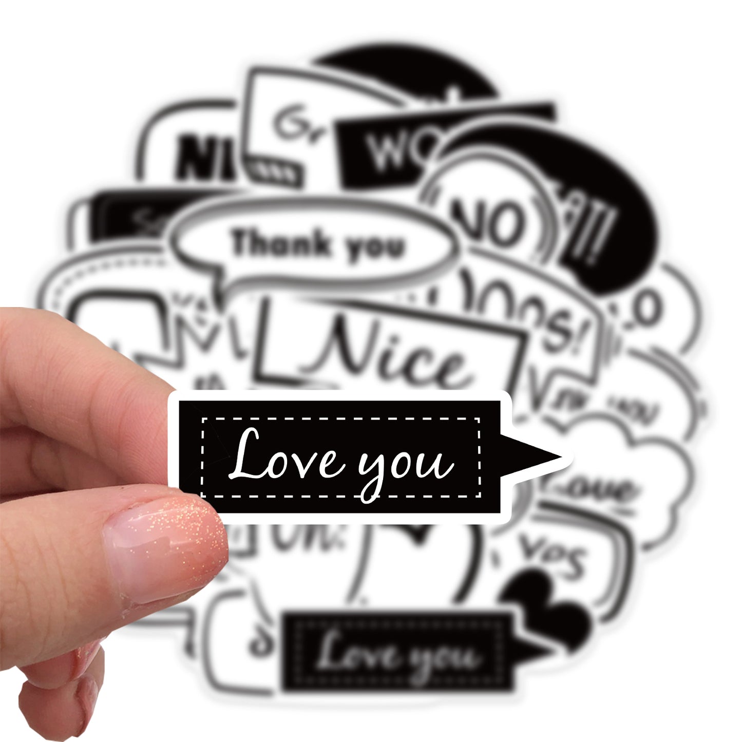 23pcs Message Bubble Pop Stickers Words Phrases Great Hello